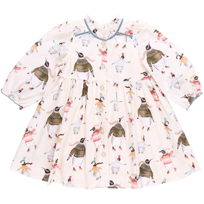 Girls Charlie Dress- Penguins on Ice