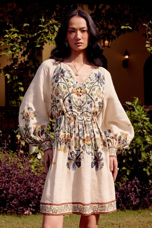 Linear Printed Linen Dress