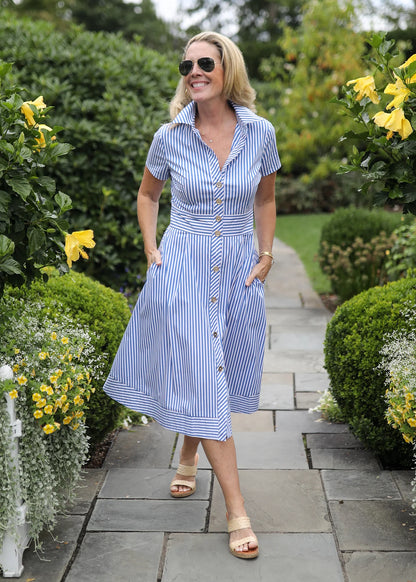 Milan Dress- Blue Stripe