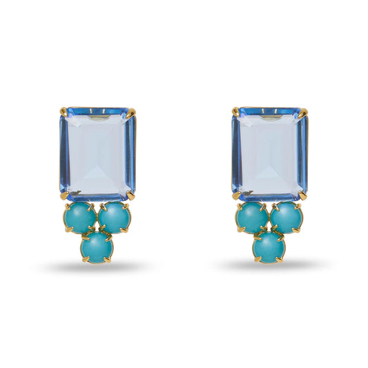 Sky Blue Crystal Berry Button Earrings