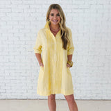 Payton Dress- Pale Yellow Stripe