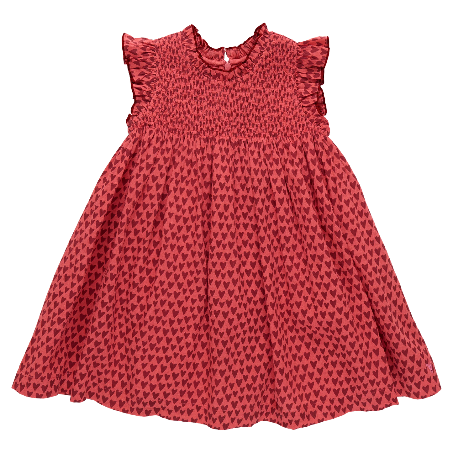 Girls Stevie Dress- Red Mini Hearts