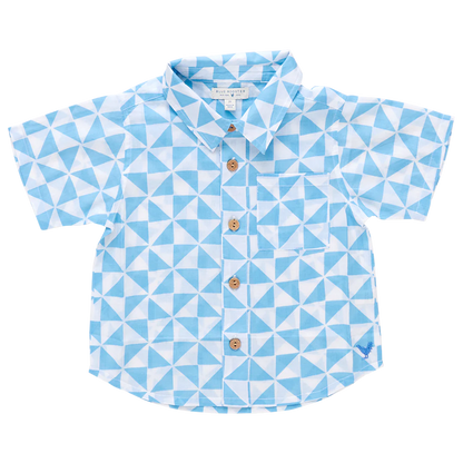 Baby Boys Jack Shirt- Blue Triangle Check