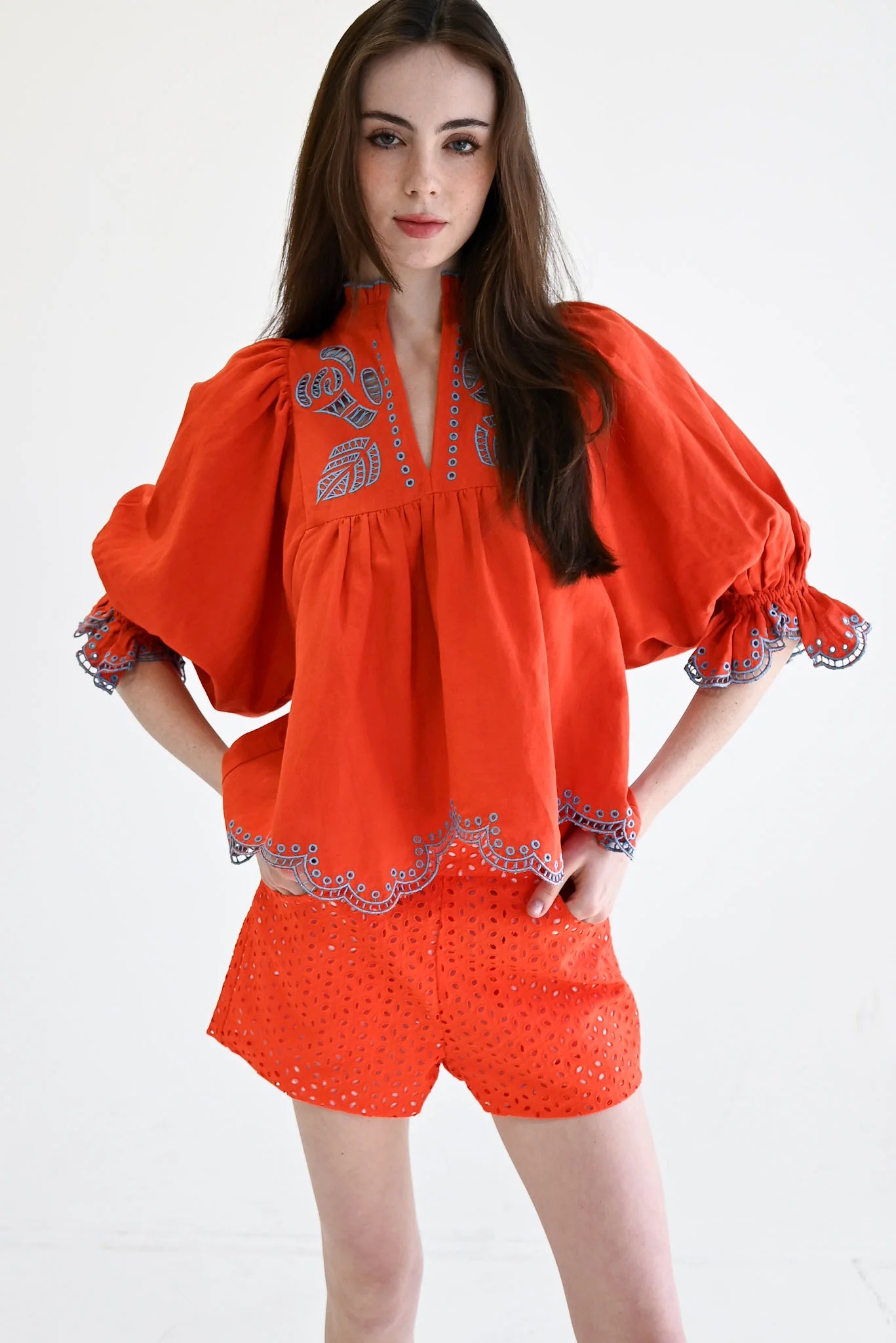 High Neck Top- Orange