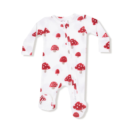 Painterly Mushrooms 2 Way Zipper Footie
