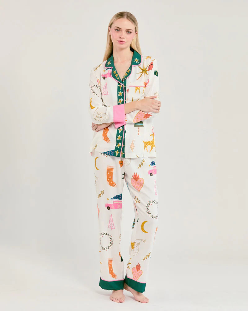 Katie Kime Long Sleeve PJ Pant Set - Mod Holiday