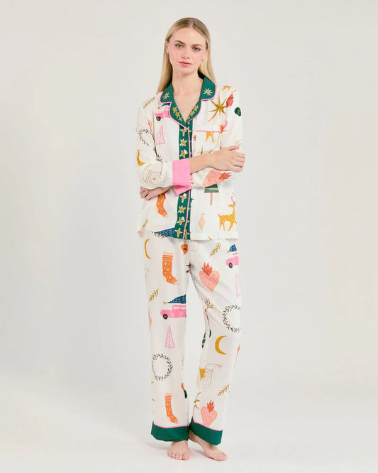 Katie Kime Long Sleeve PJ Pant Set - Mod Holiday