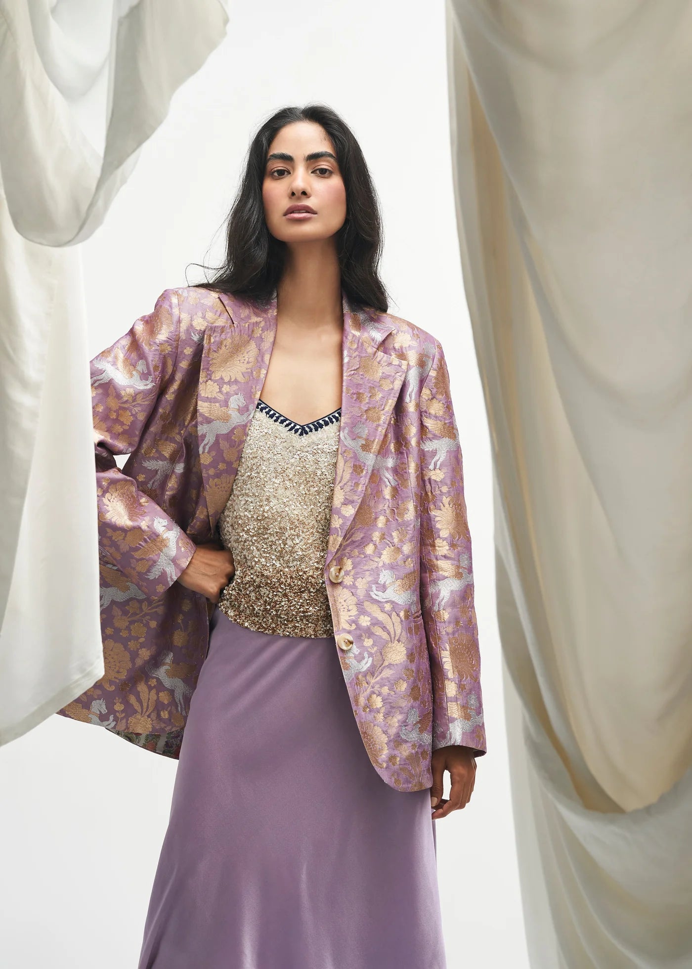 Pradera Jacquard Blazer- Mauve