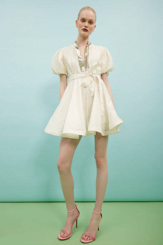 Seraphic Snow Tie Up Mini Dress