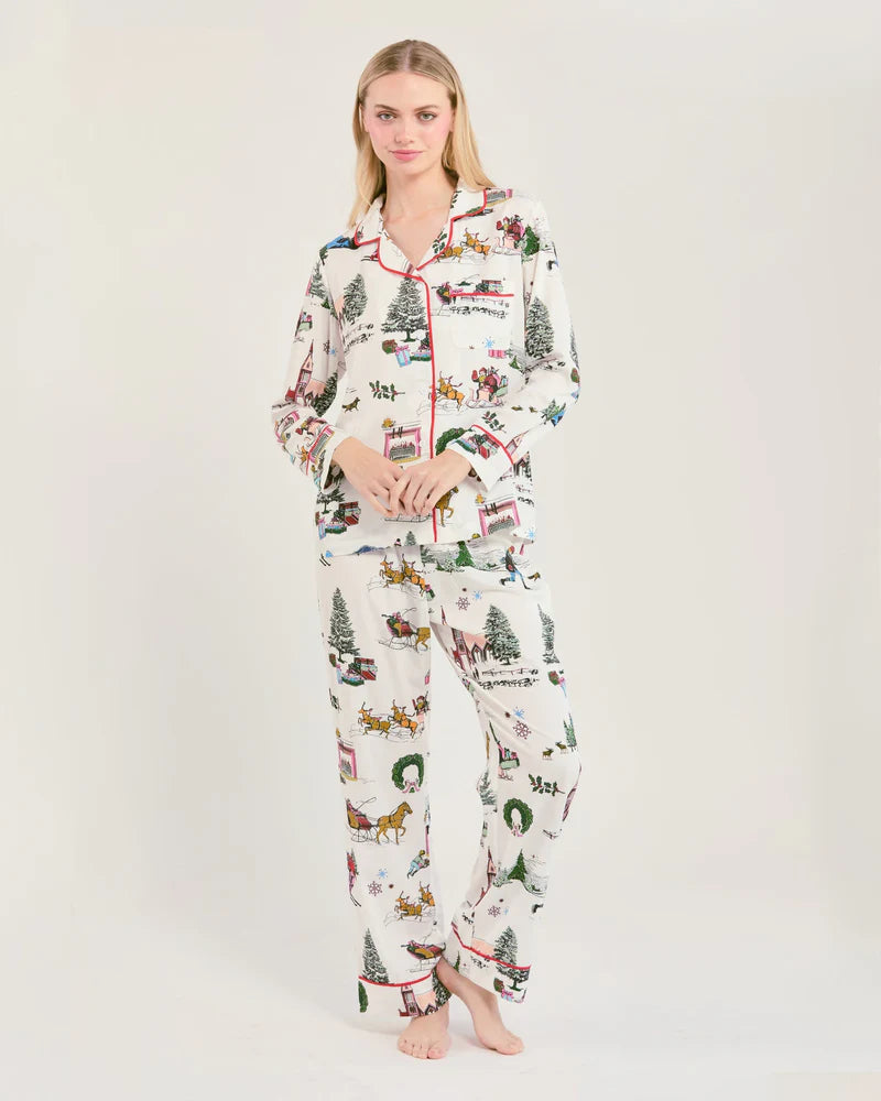 Katie Kime Long Sleeve PJ Pant Set - Holiday Toile