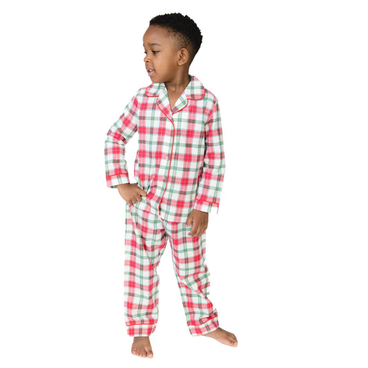 Kids Holiday Plaid Coat-Style PJ Set
