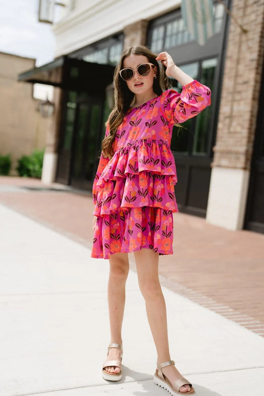 Girls Goldie Dress- Pink Floral