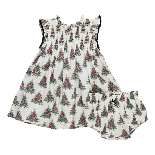 Baby Girls Stevie Dress Set- Vintage Trees