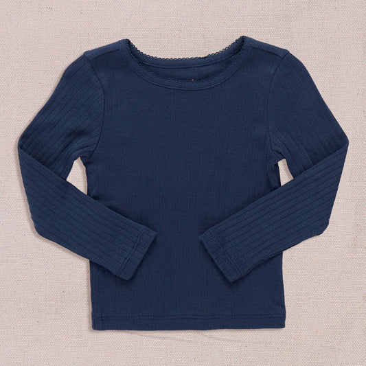 SeeSaw Long Sleeve Rib T-Shirt- Navy