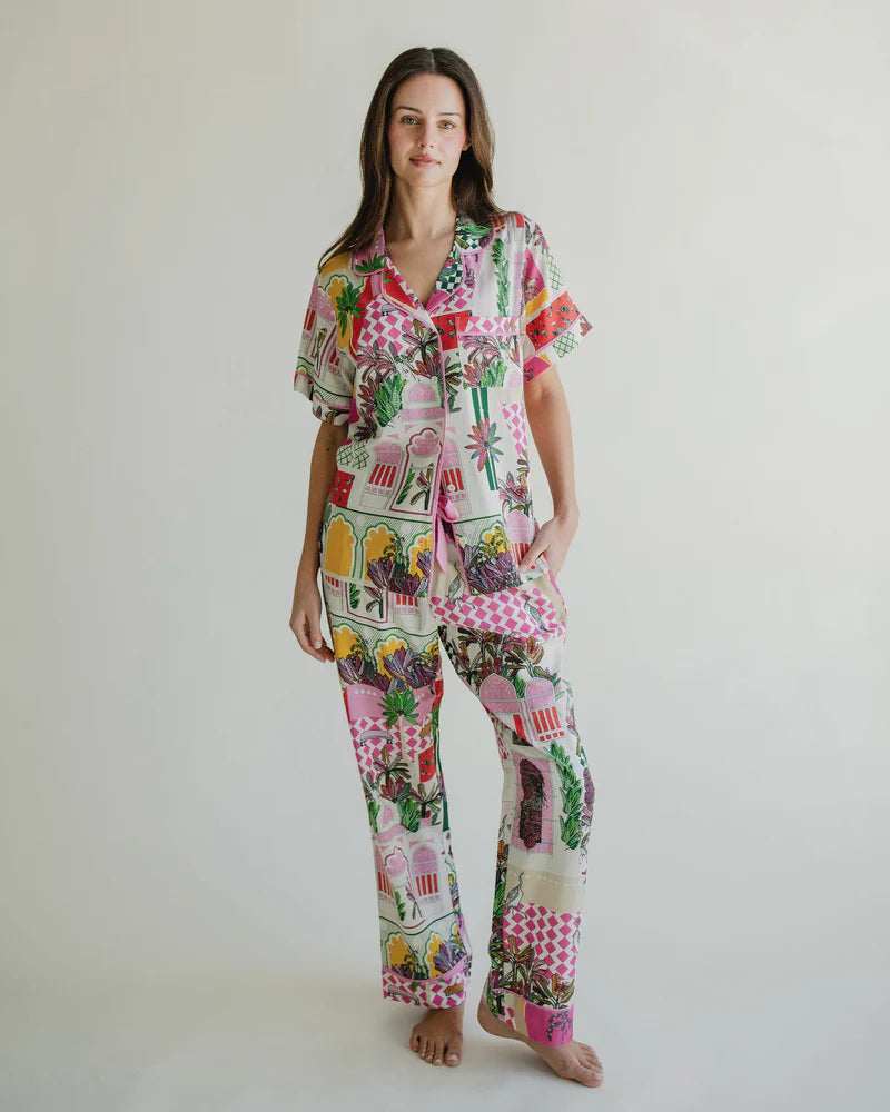 Katie Kime PJ Pant Set- Greco Garden
