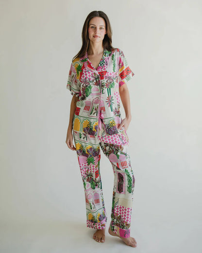 Katie Kime PJ Pant Set- Greco Garden