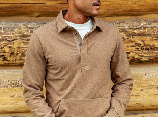 Collared Sweatshirt- Heather Brown