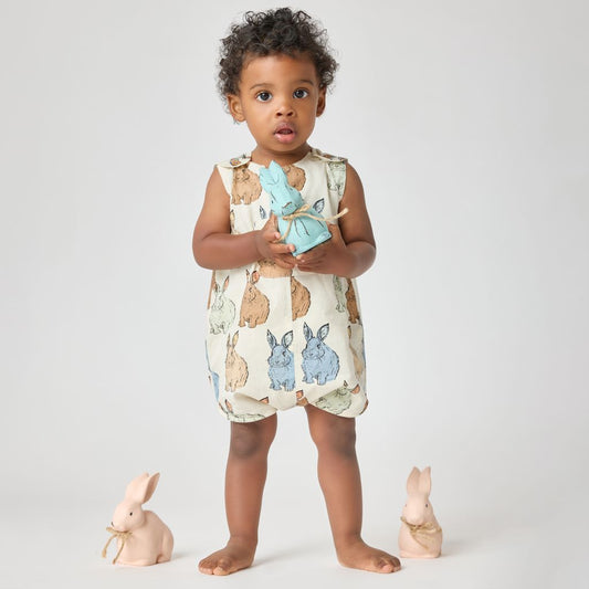 Baby Boys Noah Jumper- Blue Vintage Bunnies