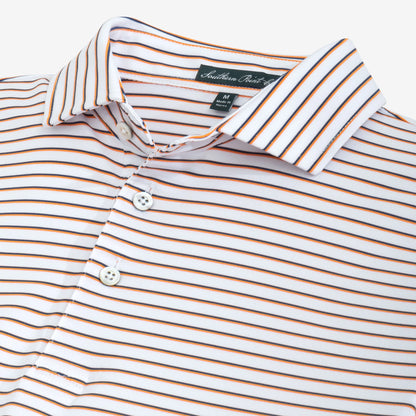 The Stadium Stripe Polo- White/Navy/Burnt Orange