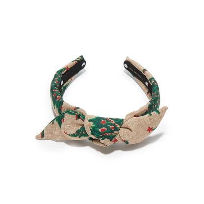 Kids Vintage Pine Evergreen Woven Bow-Tie Headband