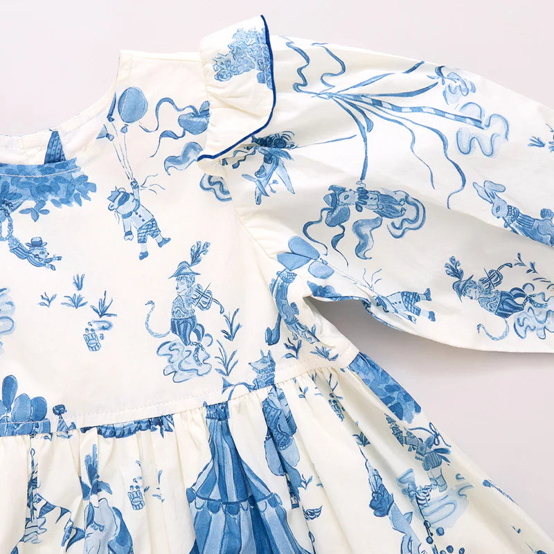 Girls Brooke Dress- Blue Circus