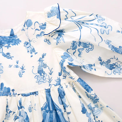 Girls Brooke Dress- Blue Circus