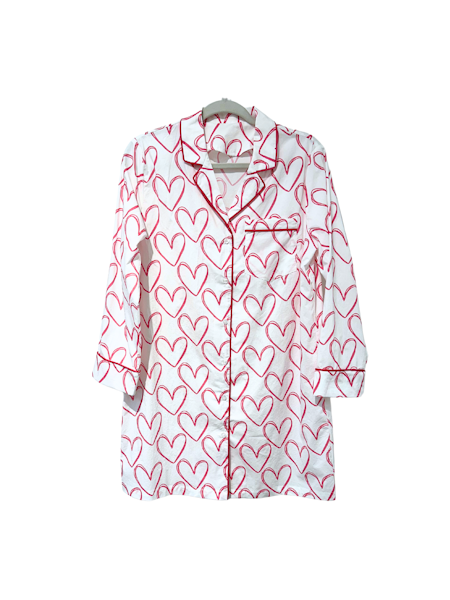 Caryn Lawn Sleep Shirt- Pink Hearts