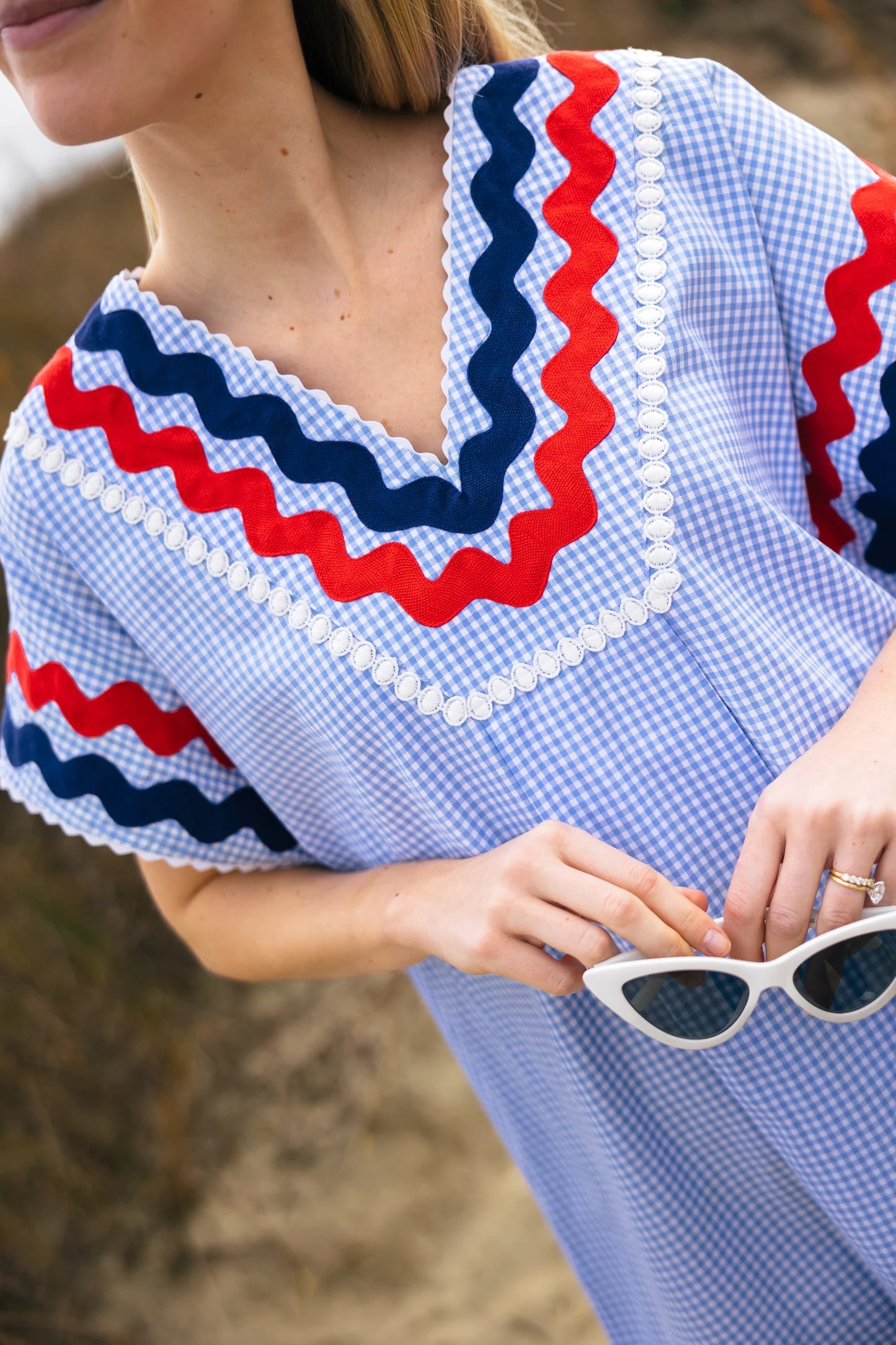 Augusta Kaftan- Blue Gingham