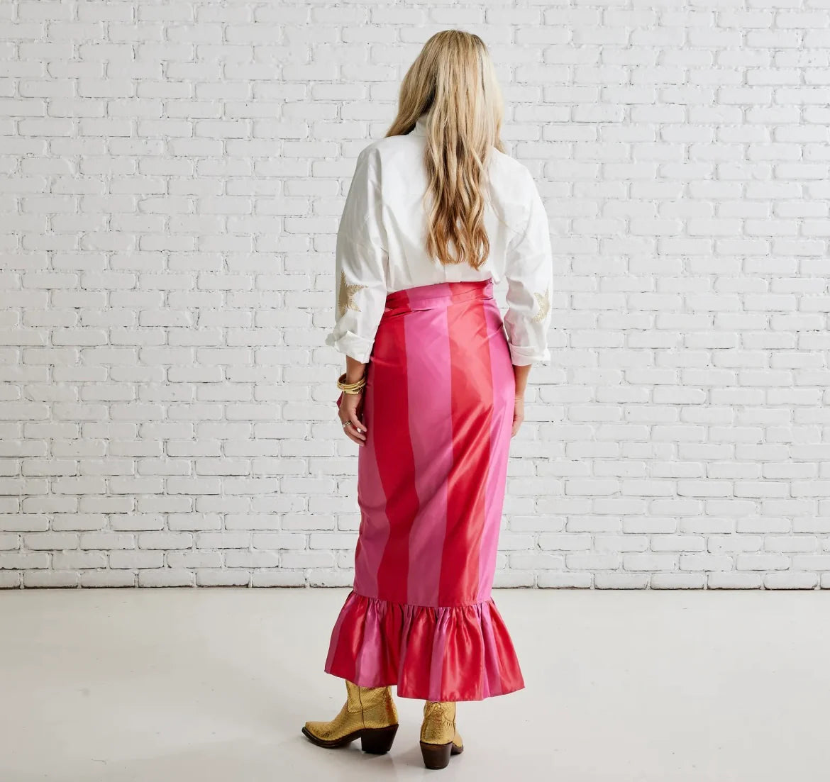 Whitney Wrap Skirt- Pink + Red