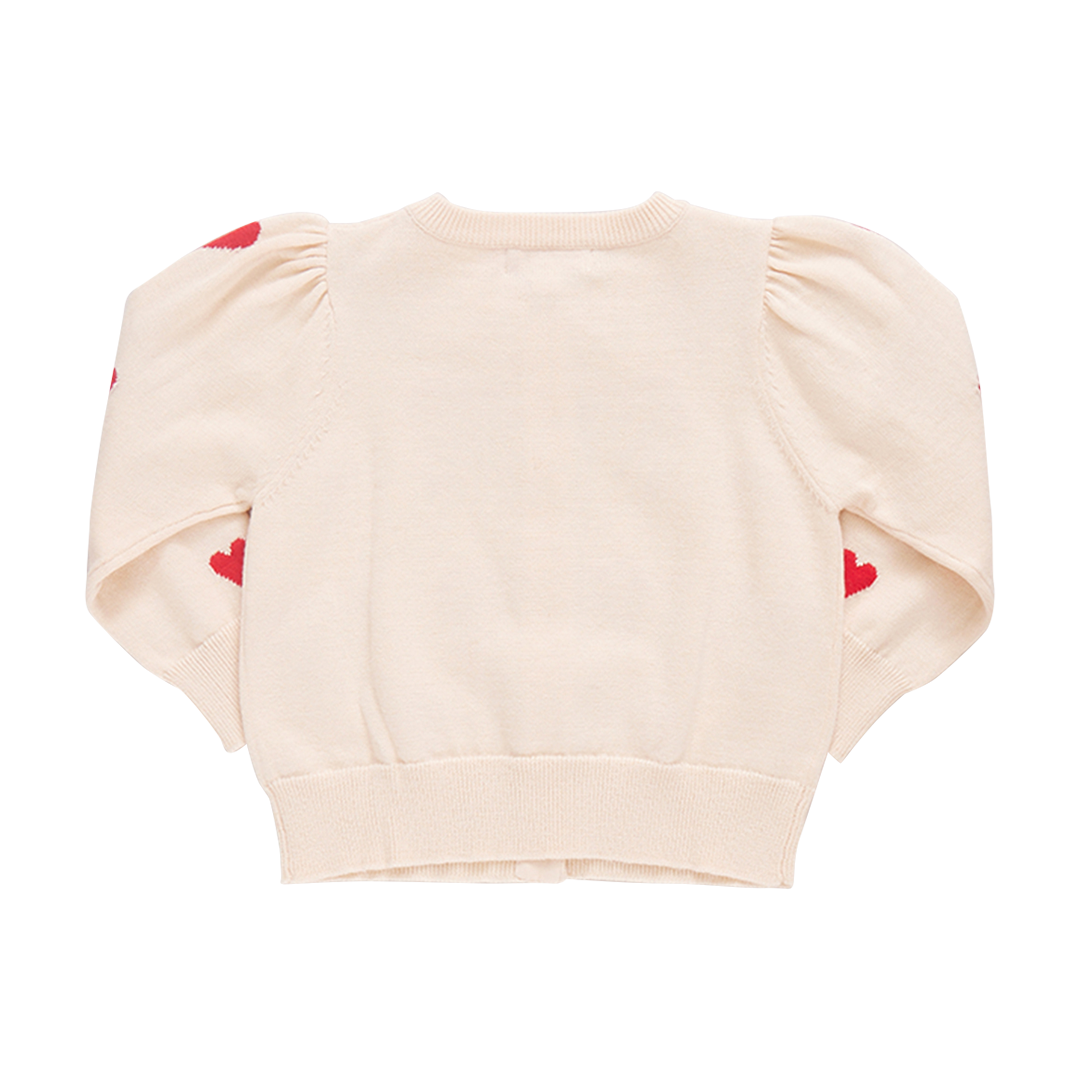 Baby Girls Constance Sweater- Cream + Red Hearts