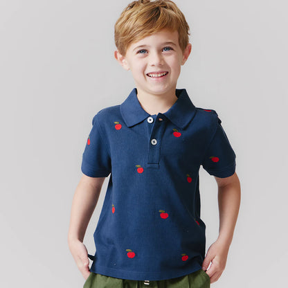 Boys Alec Shirt- Apples Embroidery