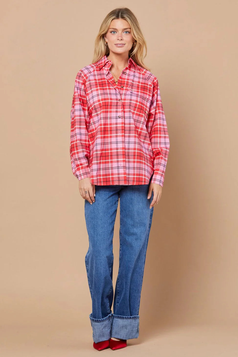 Aunt Beth's Ranch Shirt- Pink Plaid