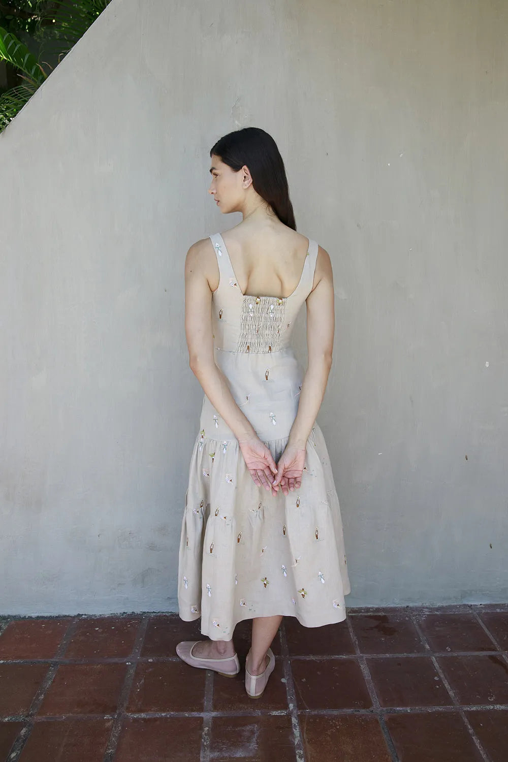 Spitz Embroidered Midi Dress