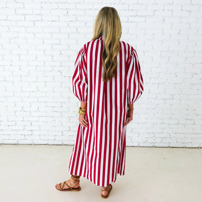 Cabana Dress- Red Stripe