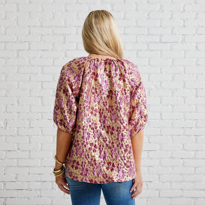 Cami Jacquard Top- Wine