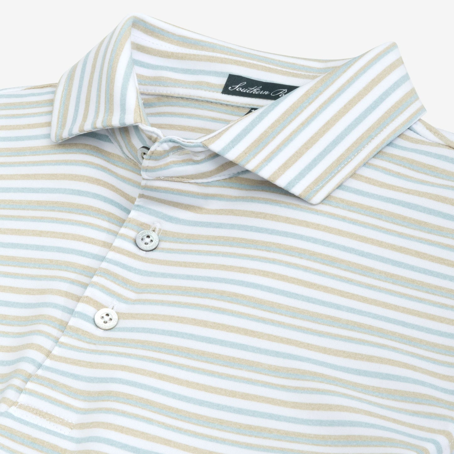 Youth Valley Stripe Polo- White/L Blue/Tan