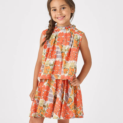 Girls Gianna Skirt- Berries + Oranges
