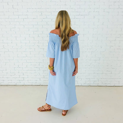 Polly Dress- Blue Stripe