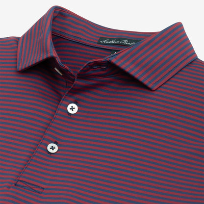 Hinton Stripe Polo- Deep Red/Midnight