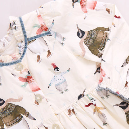 Baby Girls Charlie Dress Set- Penguins on Ice