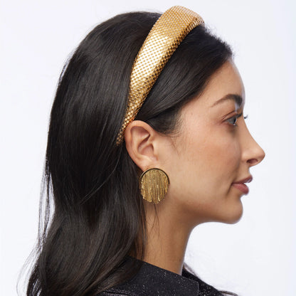 Gold Flapper Button Earrings