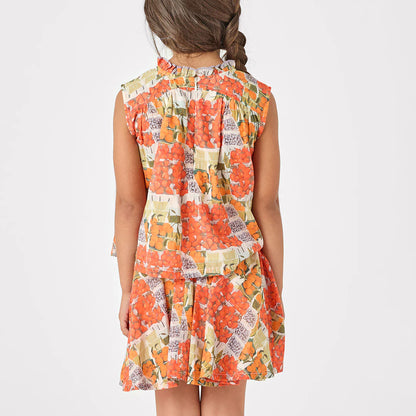 Girls Gianna Skirt- Berries + Oranges