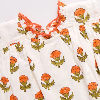 Girls Misha Top- Small Orange Bud