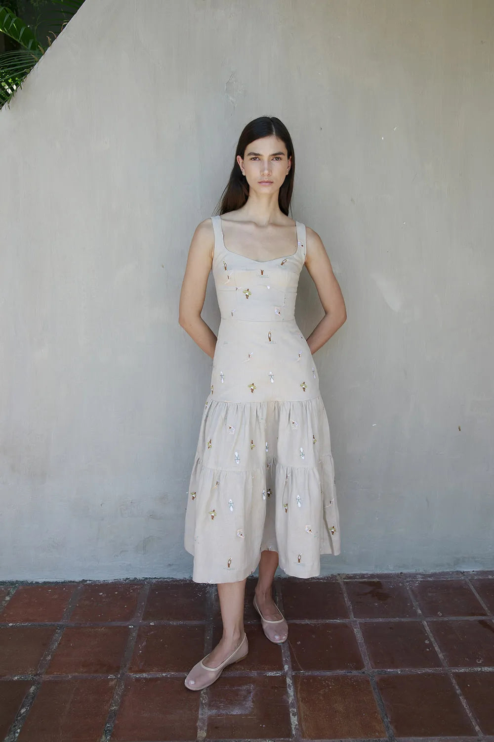 Spitz Embroidered Midi Dress