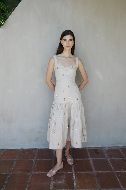 Spitz Embroidered Midi Dress