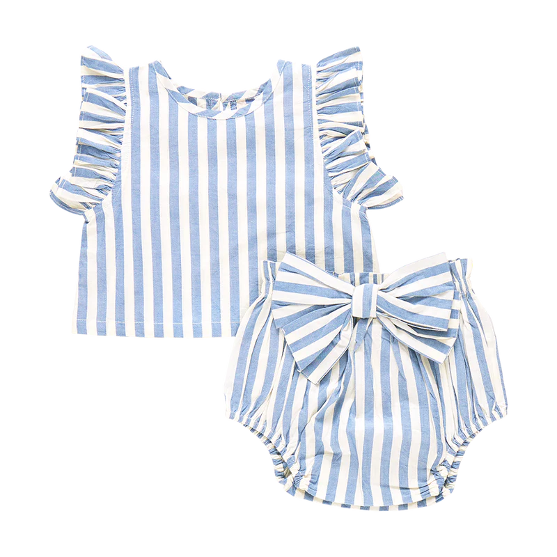 Baby Girls Abigail 2-Piece Set- Blue Stripe