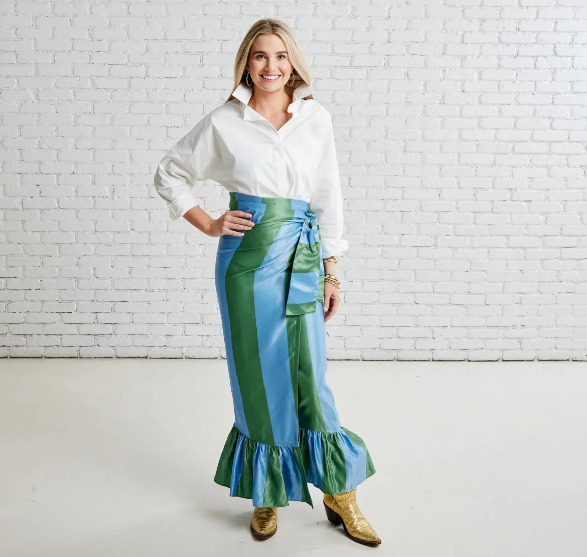 Whitney Wrap Skirt- Green + Blue