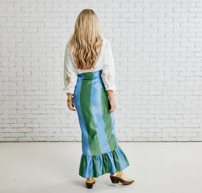 Whitney Wrap Skirt- Green + Blue