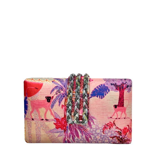 Pink Faerie Braided Fringe Clutch by Simitri