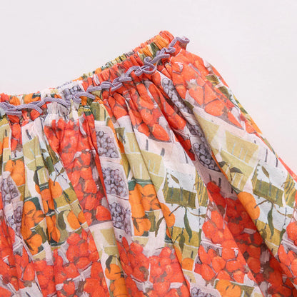 Girls Gianna Skirt- Berries + Oranges